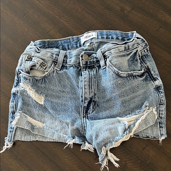 pistola Pants - Pistola Blue Distressed Denim Shorts
